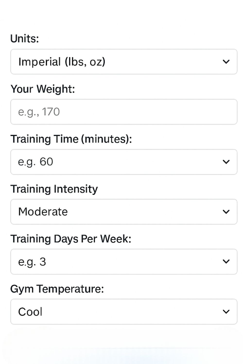 Hydration calculator 3